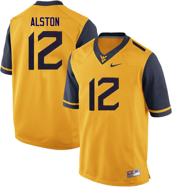 NCAA Men's Taijh Alston West Virginia Mountaineers Gold #12 Nike Stitched Football College Authentic Jersey JA23Q01RK